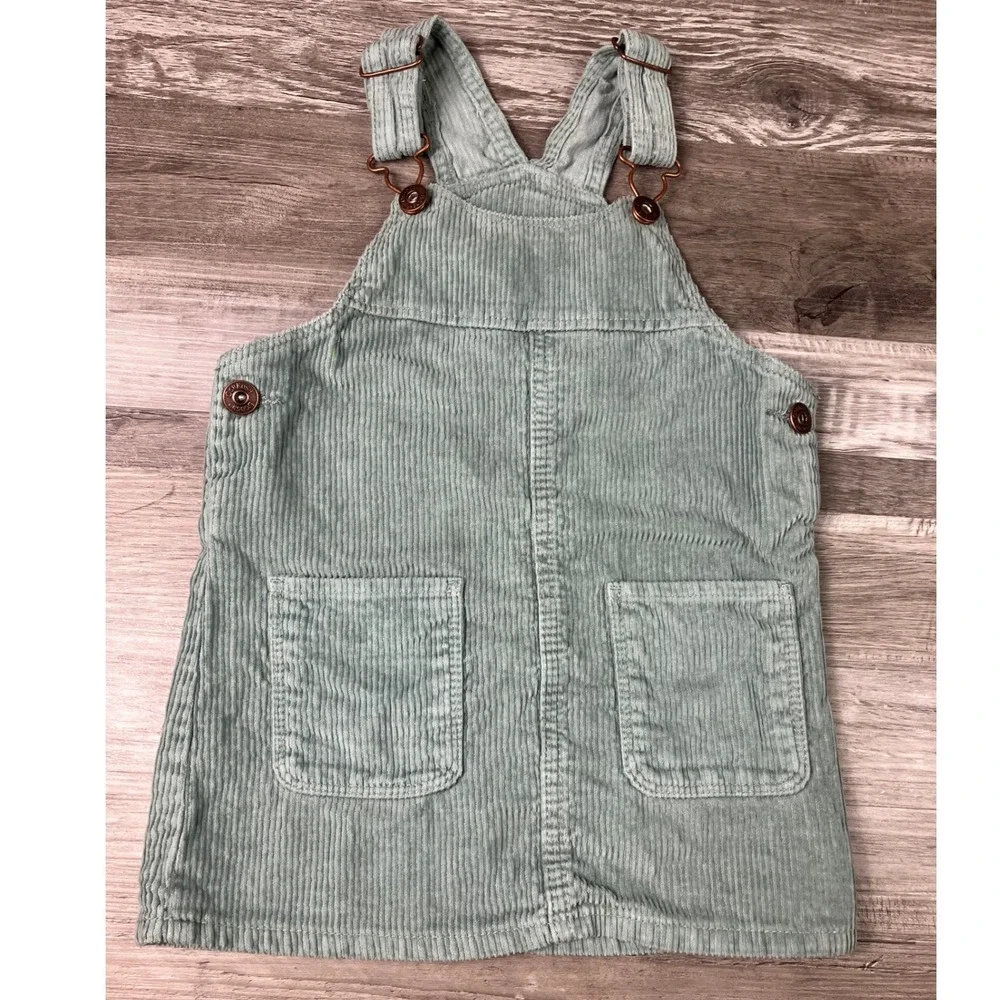 OshKosh Bgosh Toddler Girls Sage Green Corduroy Jumper Dress Pinafore 3T A-077